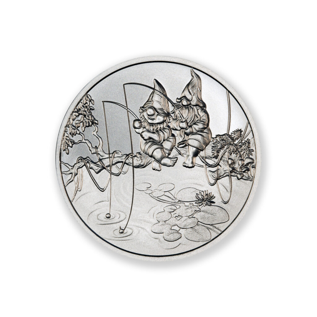 GARDEN GNOMES - GONE FISHING - 1 TROY OUNCE - 39MM