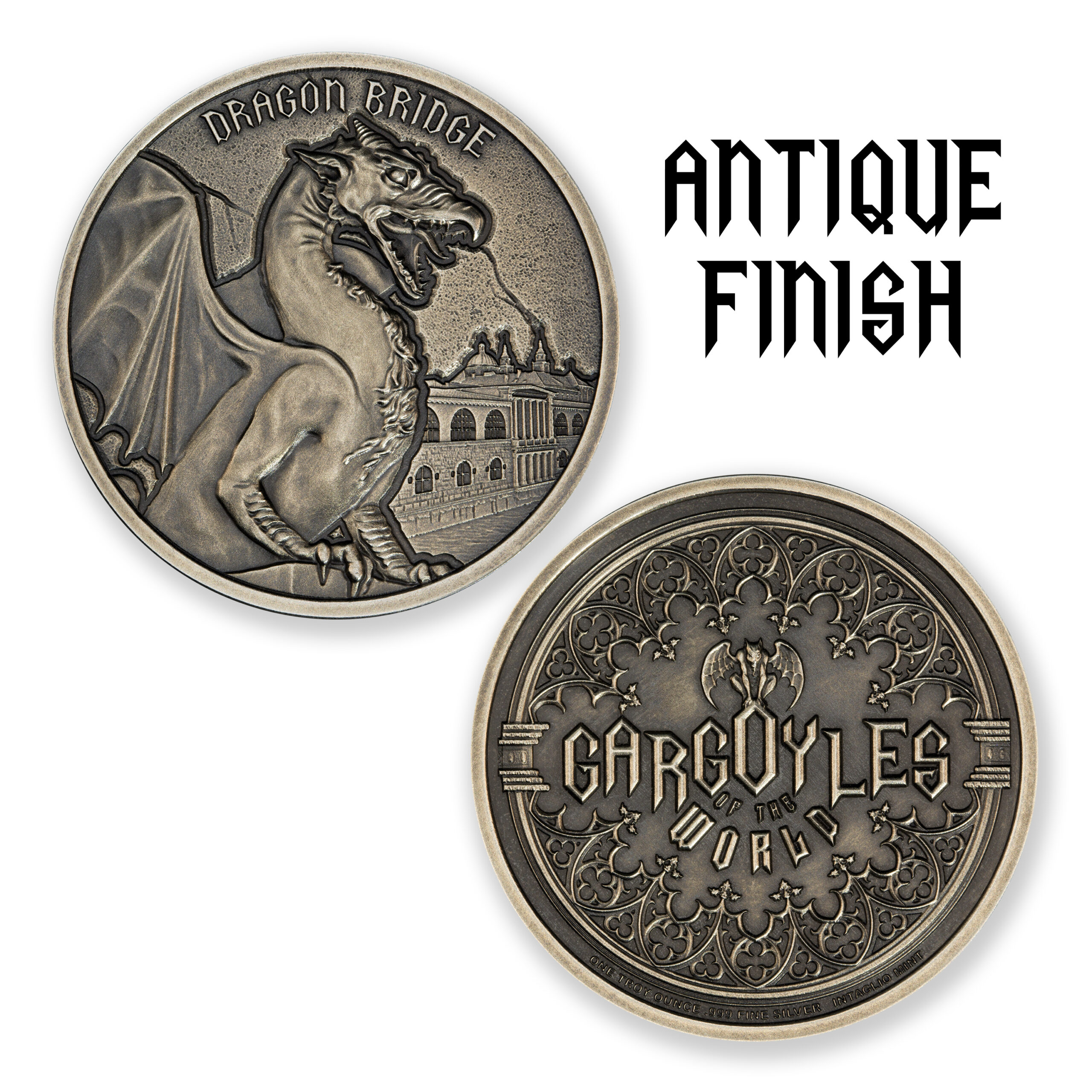 GARGOYLE - TYPE VI - DRAGON BRIDGE - DRAGON - 1 TROY OUNCE - 39MM - Image 4