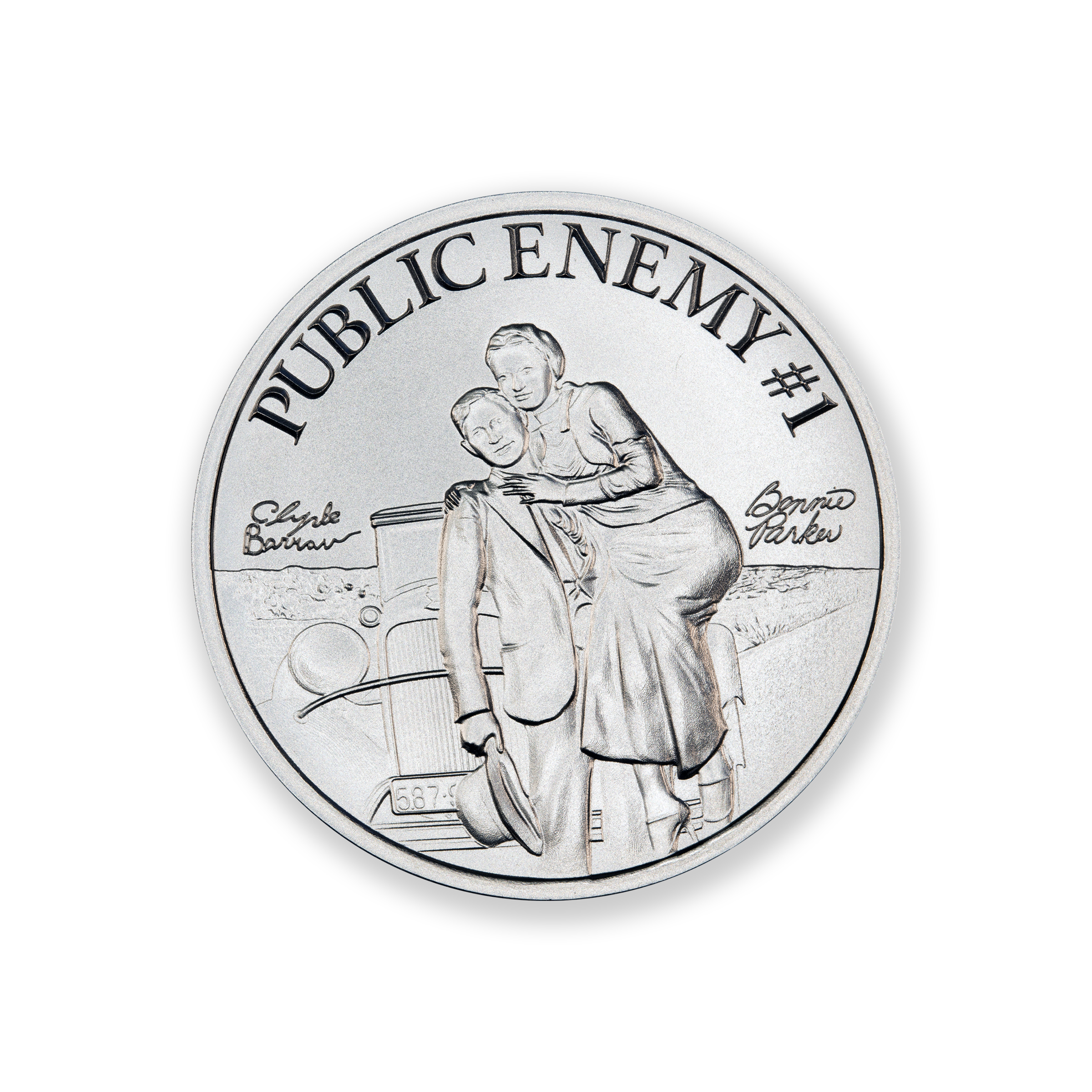 PUBLIC ENEMY #1 - BONNIE AND CLYDE - 1 TROY OUNCE - 39MM - Image 2