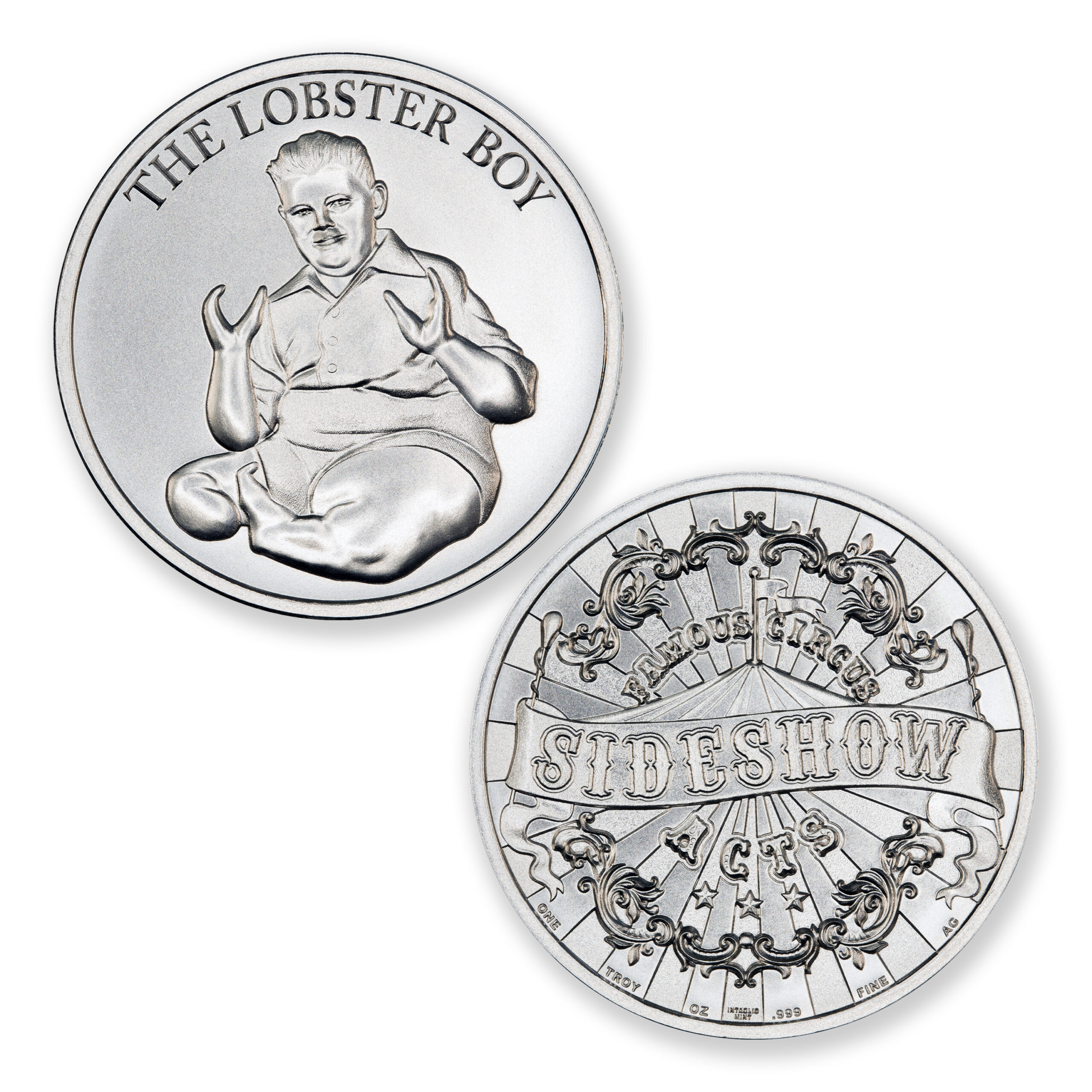 FAMOUS CIRCUS SIDESHOW ACTS - THE LOBSTER BOY - 1 TROY OUNCE - 39MM - Image 1