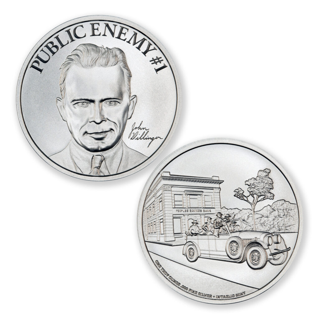 PUBLIC ENEMY #1 - JOHN DILLINGER - 1 TROY OUNCE - 39MM