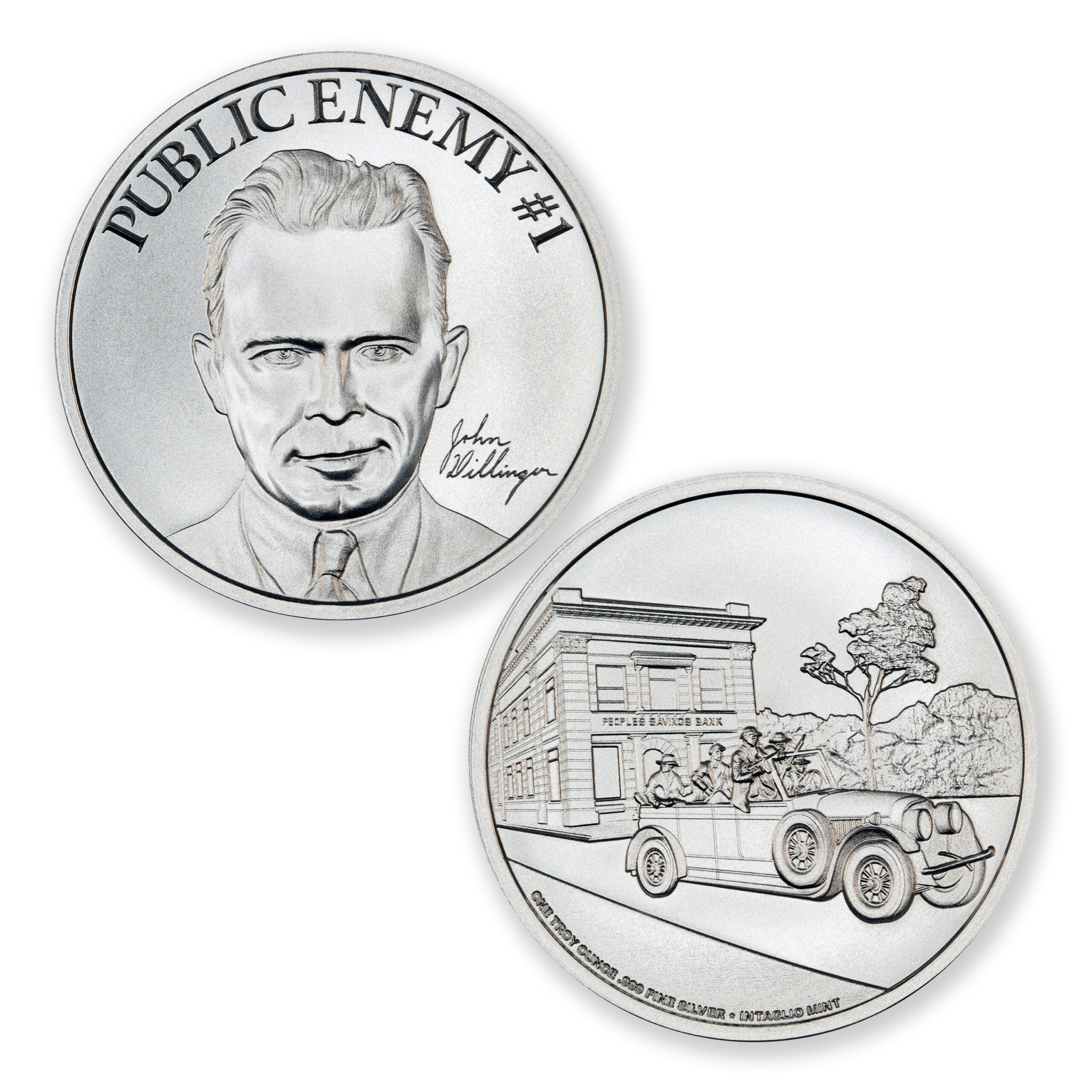 PUBLIC ENEMY #1 - JOHN DILLINGER -  1 TROY OUNCE - 39MM - Image 1