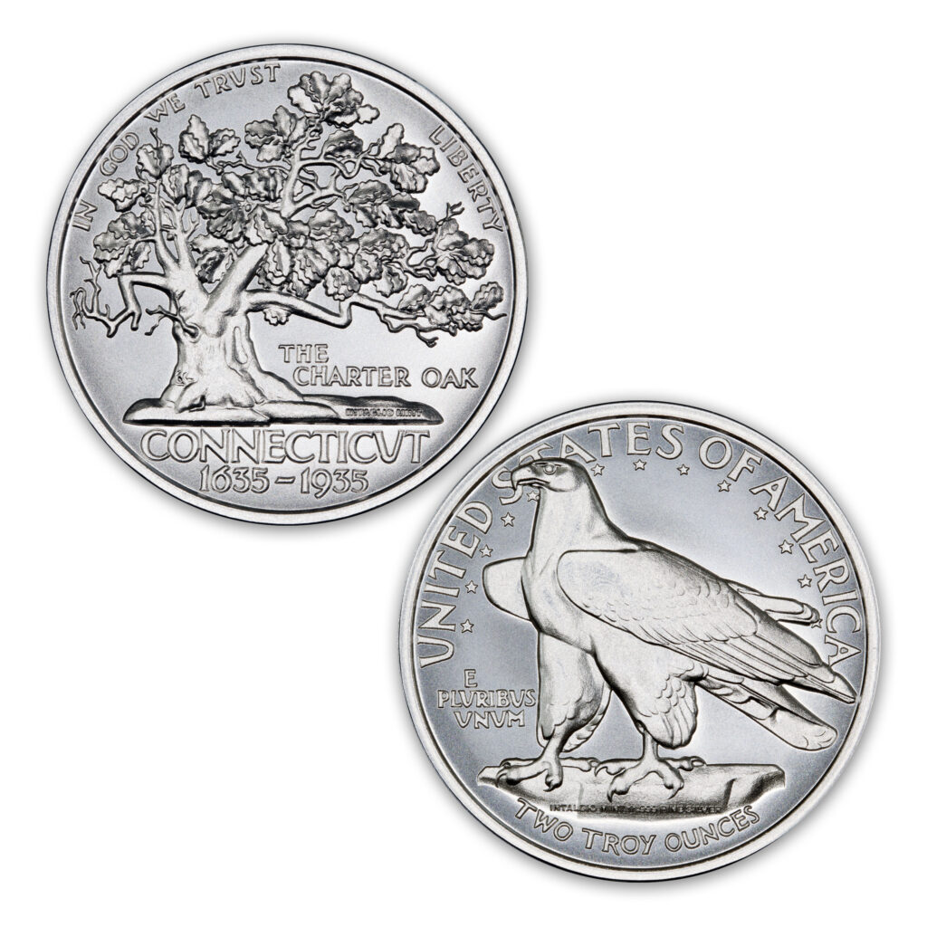 1935 CONNECTICUT HALF COMMEMORATIVE TRIBUTE - 2 TROY OUNCE - 39MM