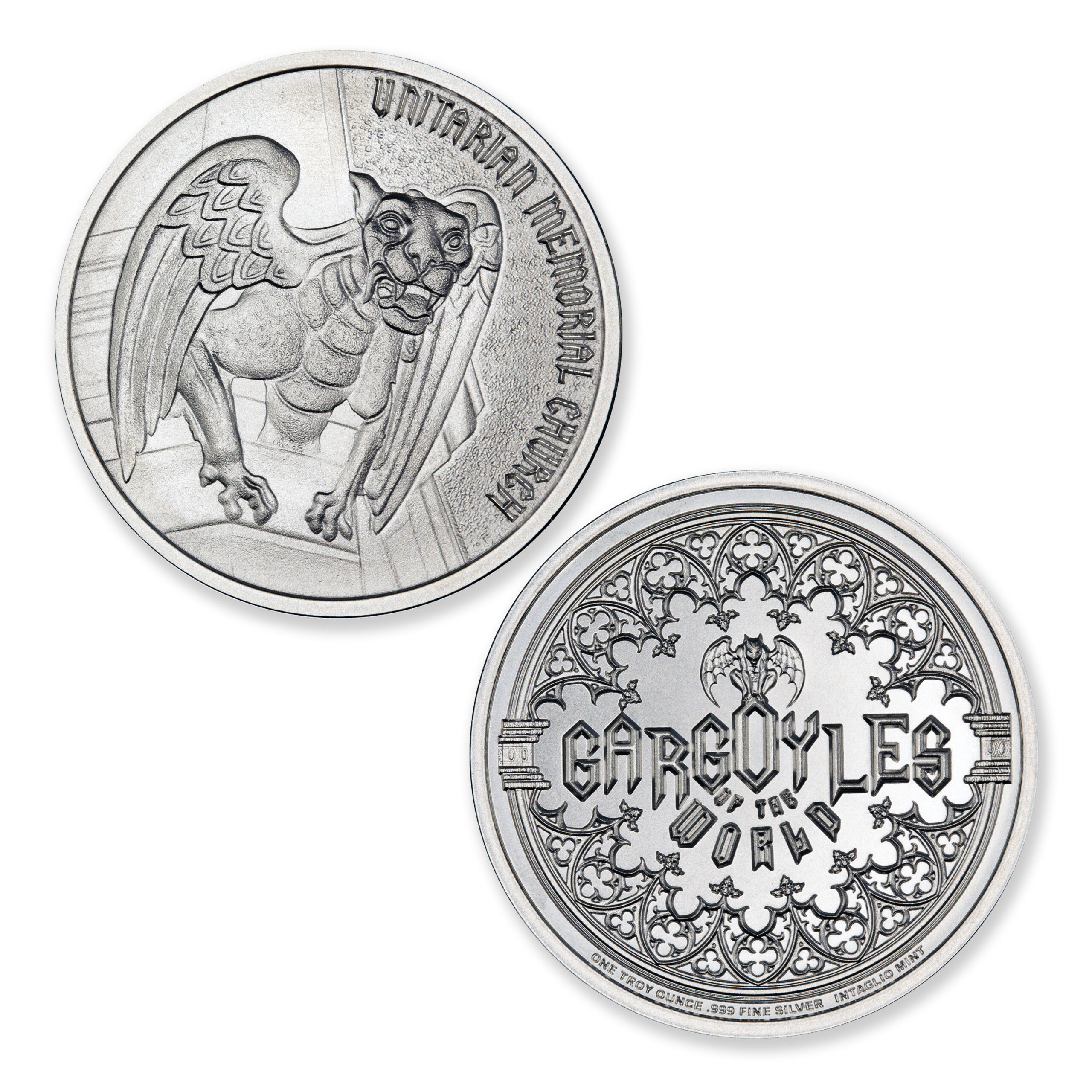 GARGOYLE - TYPE X - UNITARIAN CHURCH - 1 TROY OUNCE - 39MM - Image 1