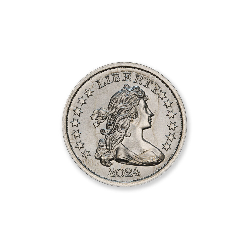 2024 – OVERSTRIKE SERIES #3 - 1964 KENNEDY HALF W/ 1804 DOLLAR OBVERSE - 30MM (ONLY 250 MINTED) IN COINSAFE CAPSULE AND C.O.A.