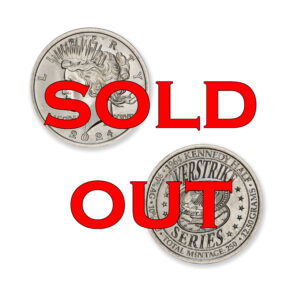 2024 – OVERSTRIKE SERIES #1 - 1964 KENNEDY HALF W/ 2024 PEACE DOLLAR OBVERSE - 30MM (ONLY 250 MINTED) IN COINSAFE CAPSULE W/ C.O.A.