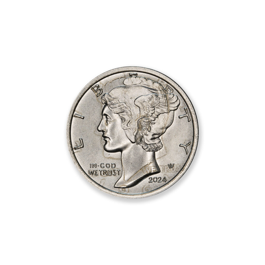 2024 – OVERSTRIKE SERIES #2 - 1964 KENNEDY HALF W/ 2024 MERCURY DIME OBVERSE - 30MM (ONLY 250 MINTED) IN COINSAFE CAPSULE AND C.O.A.