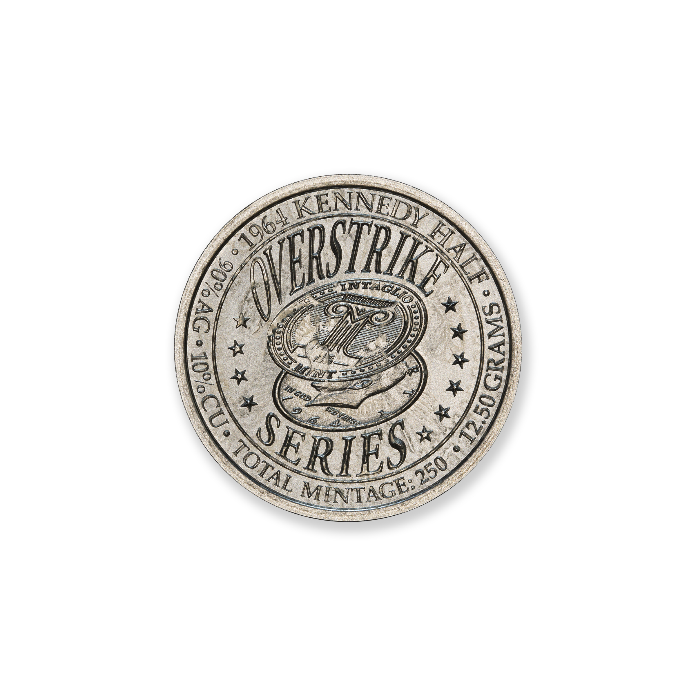 2024 – OVERSTRIKE SERIES #2 - 1964 KENNEDY HALF W/ 2024 MERCURY DIME OBVERSE - 30MM (ONLY 250 MINTED) IN COINSAFE CAPSULE AND C.O.A. - Image 3
