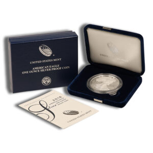 2018-W Burnished Silver Eagle with Box & COA
