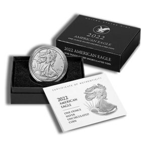 2022-W Burnished Silver Eagle with Box & COA