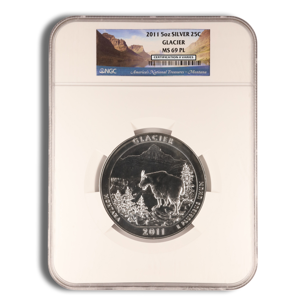 2011 5 oz ATB Glacier Silver Coin NGC MS69PL - Image 1