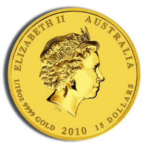 2010 1/10 oz Australia Gold Lunar Tiger BU - Series II - Image 2