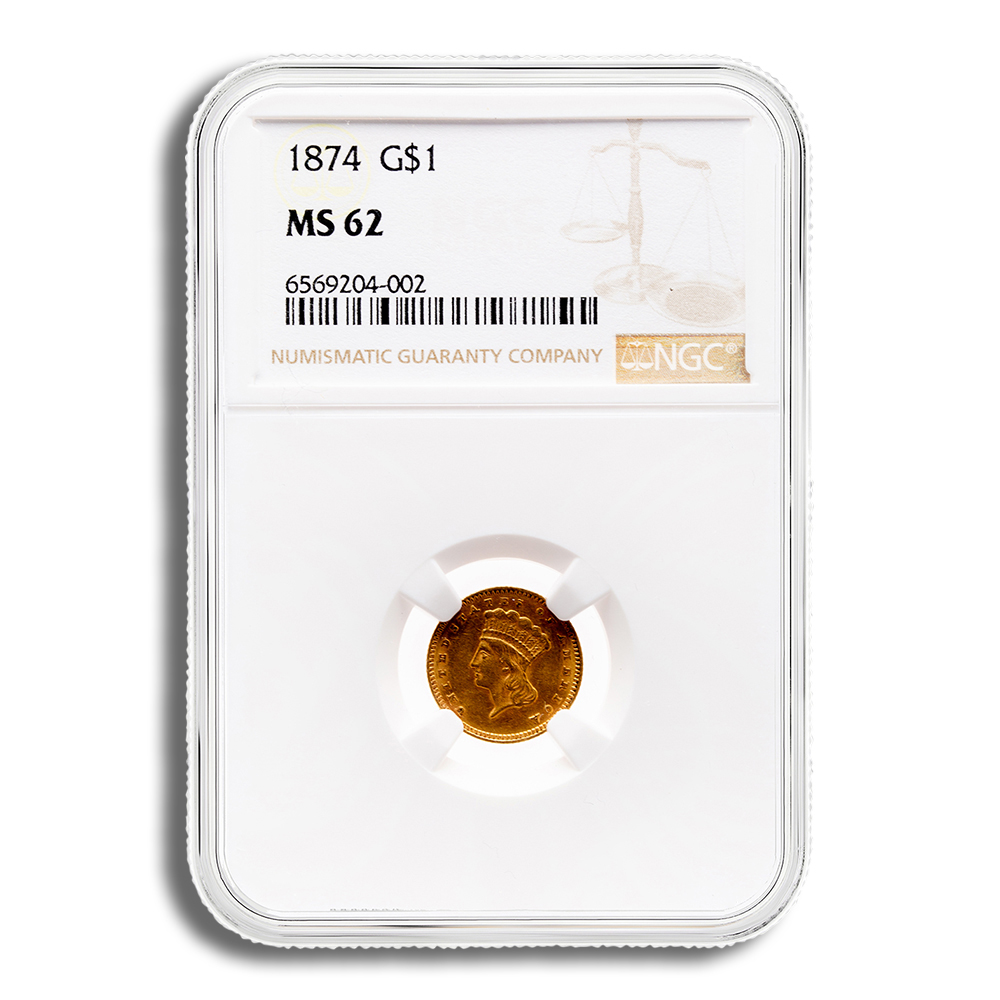 $1 Gold Indian Type 3 - NGC MS62 - Image 1