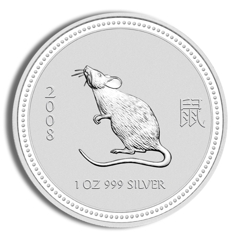 2008 1 oz Australia Silver Lunar Rat BU - Series I - Image 1