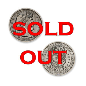 2024 – OVERSTRIKE SERIES #12 - 1964 KENNEDY HALF W/ BARBER OBVERSE - 30MM (ONLY 250 MINTED) IN COINSAFE CAPSULE AND C.O.A.