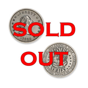 2024 – OVERSTRIKE SERIES #4 - 1964 KENNEDY HALF W/ FLOWING HAIR OBVERSE - 30MM (ONLY 250 MINTED) IN COINSAFE CAPSULE AND C.O.A.