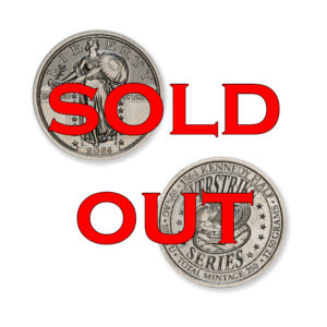 2024 – OVERSTRIKE SERIES #7 - 1964 KENNEDY HALF W/ STANDING LIBERTY OBVERSE - 30MM (ONLY 250 MINTED) IN COINSAFE CAPSULE AND C.O.A.