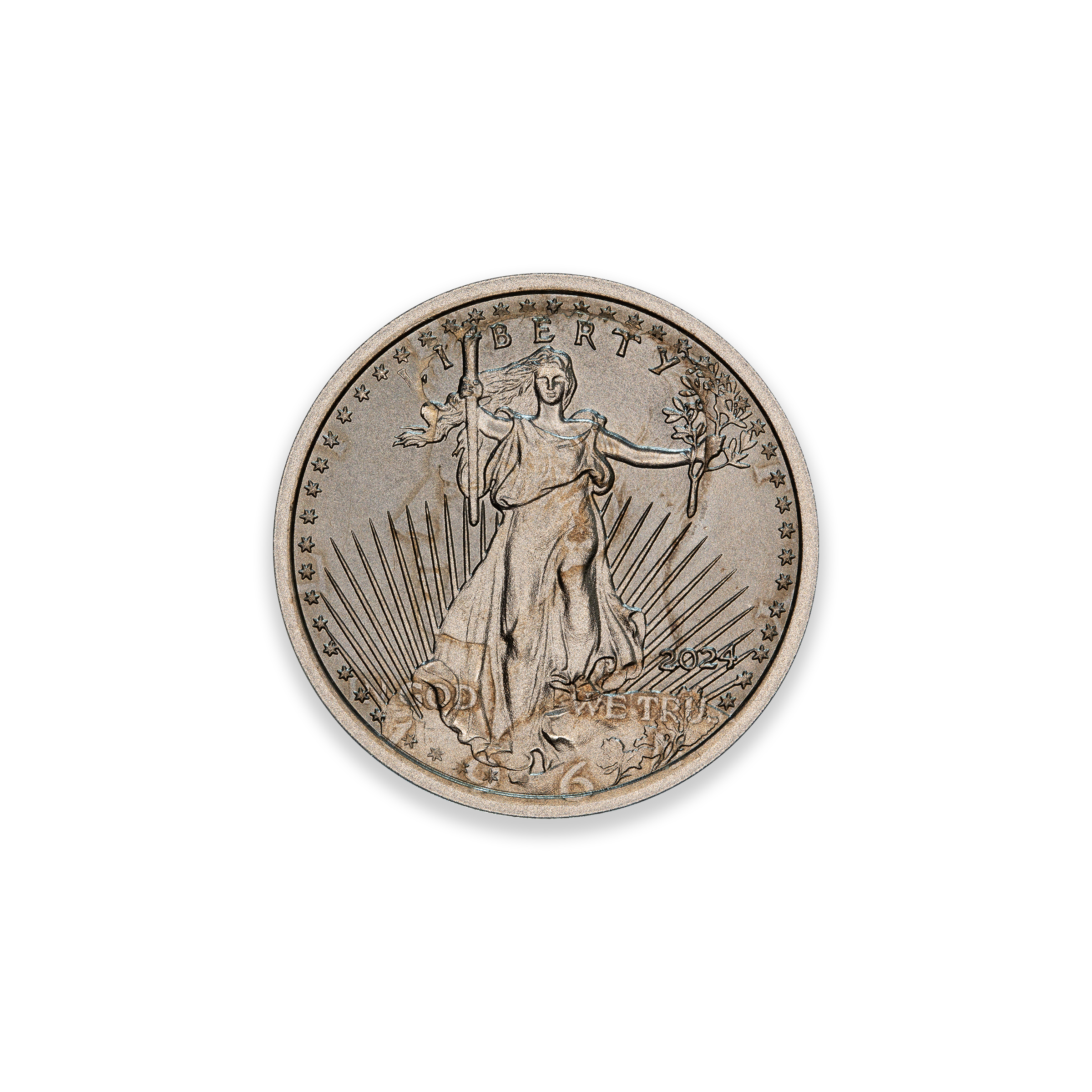 2024 – OVERSTRIKE SERIES #9 - 1964 KENNEDY HALF W/ ST. GAUDENS OBVERSE - 30MM (ONLY 250 MINTED) IN COINSAFE CAPSULE AND C.O.A. - Image 2