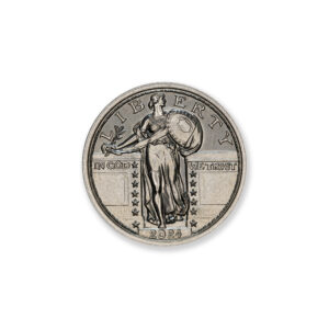 2024 – OVERSTRIKE SERIES #7 - 1964 KENNEDY HALF W/ STANDING LIBERTY OBVERSE - 30MM (ONLY 250 MINTED) IN COINSAFE CAPSULE AND C.O.A.