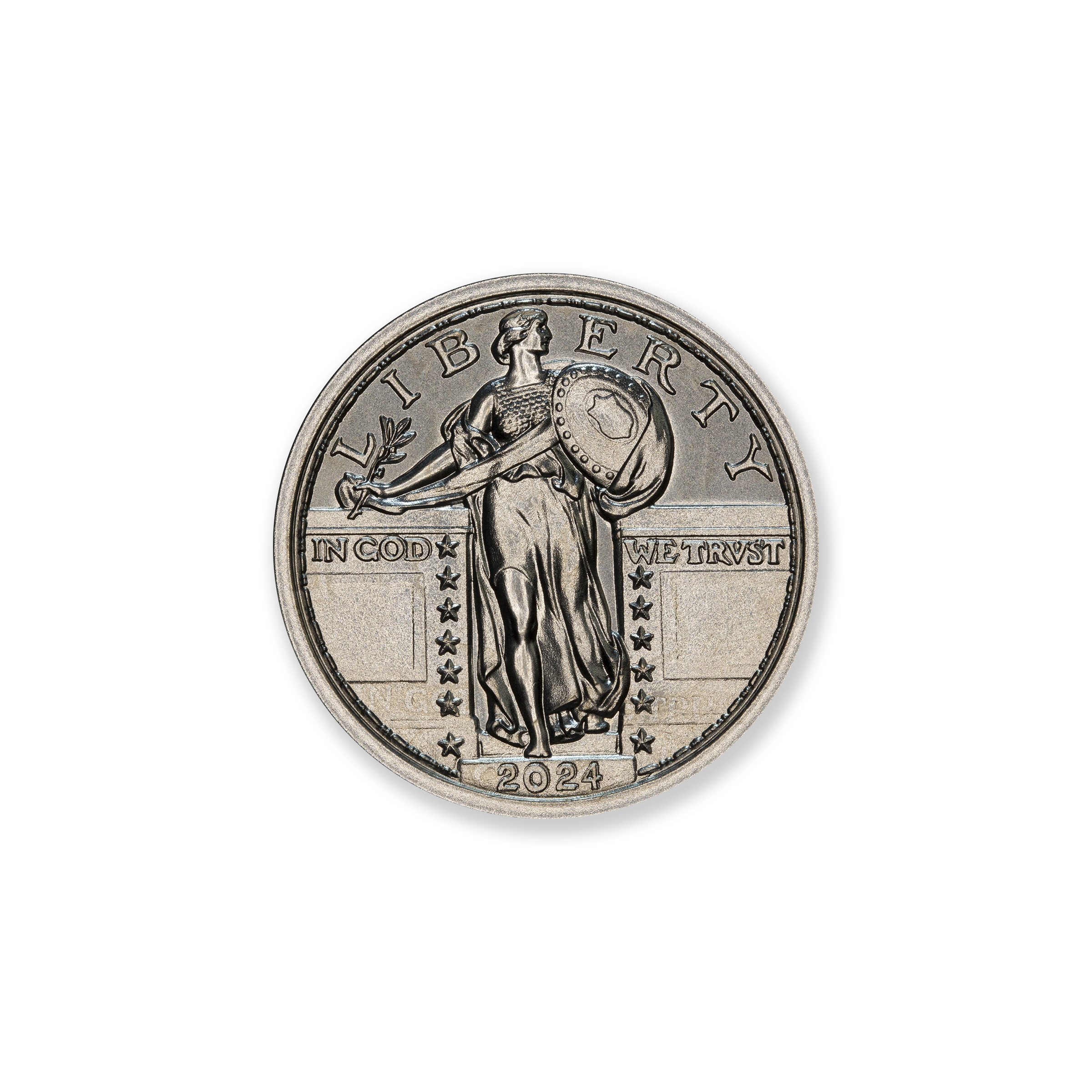 2024 – OVERSTRIKE SERIES #7 - 1964 KENNEDY HALF W/ STANDING LIBERTY OBVERSE - 30MM (ONLY 250 MINTED) IN COINSAFE CAPSULE AND C.O.A. - Image 2