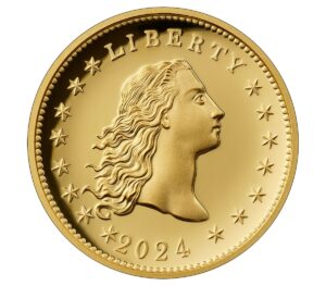 230th Anniversary Flowing Hair High Relief Gold Coin (Box/COA)
