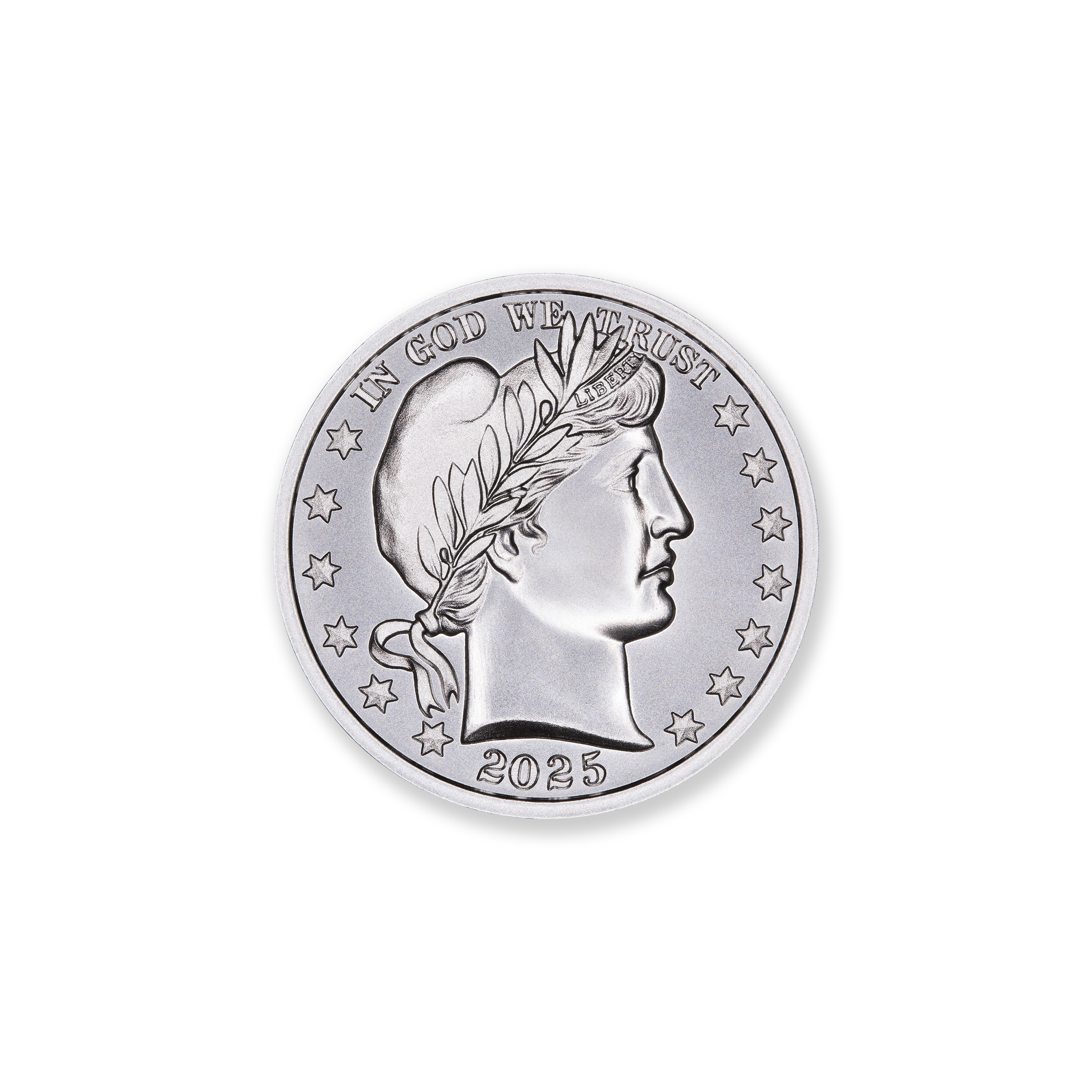 2025 BARBER HALF / INTAGLIO REVERSE - ONE HALF OUNCE - .999 FINE SILVER - 30MM - Image 2