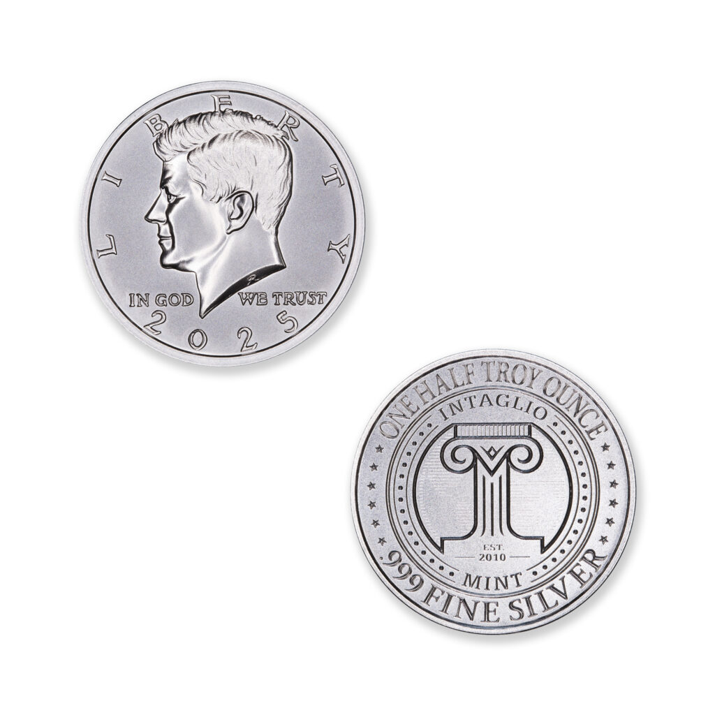 2025 KENNEDY HALF / INTAGLIO REVERSE - ONE HALF OUNCE - .999 FINE SILVER - 30MM