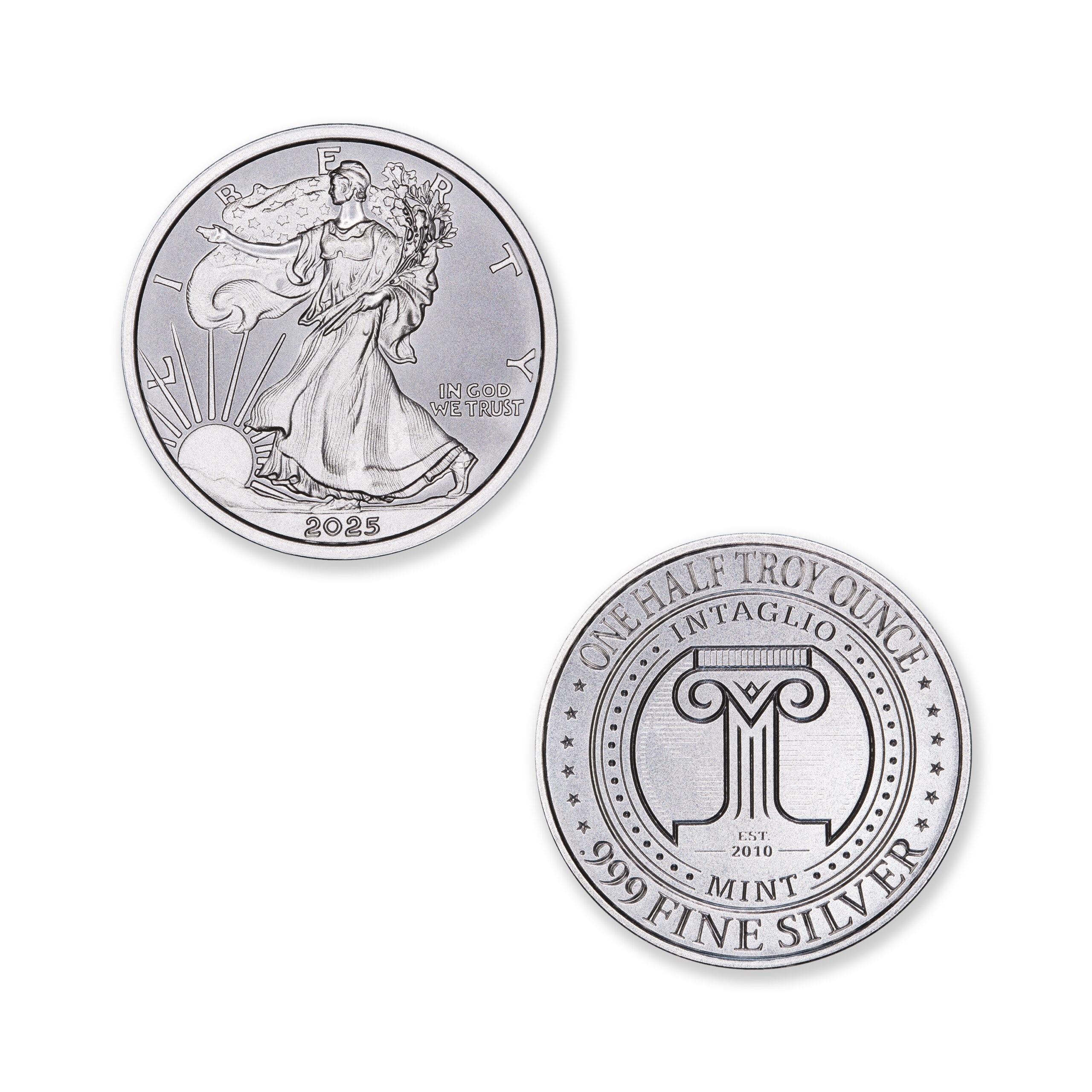 2025 WALKING LIBERTY HALF / INTAGLIO REVERSE - ONE HALF OUNCE - .999 FINE SILVER - 30MM - Image 1