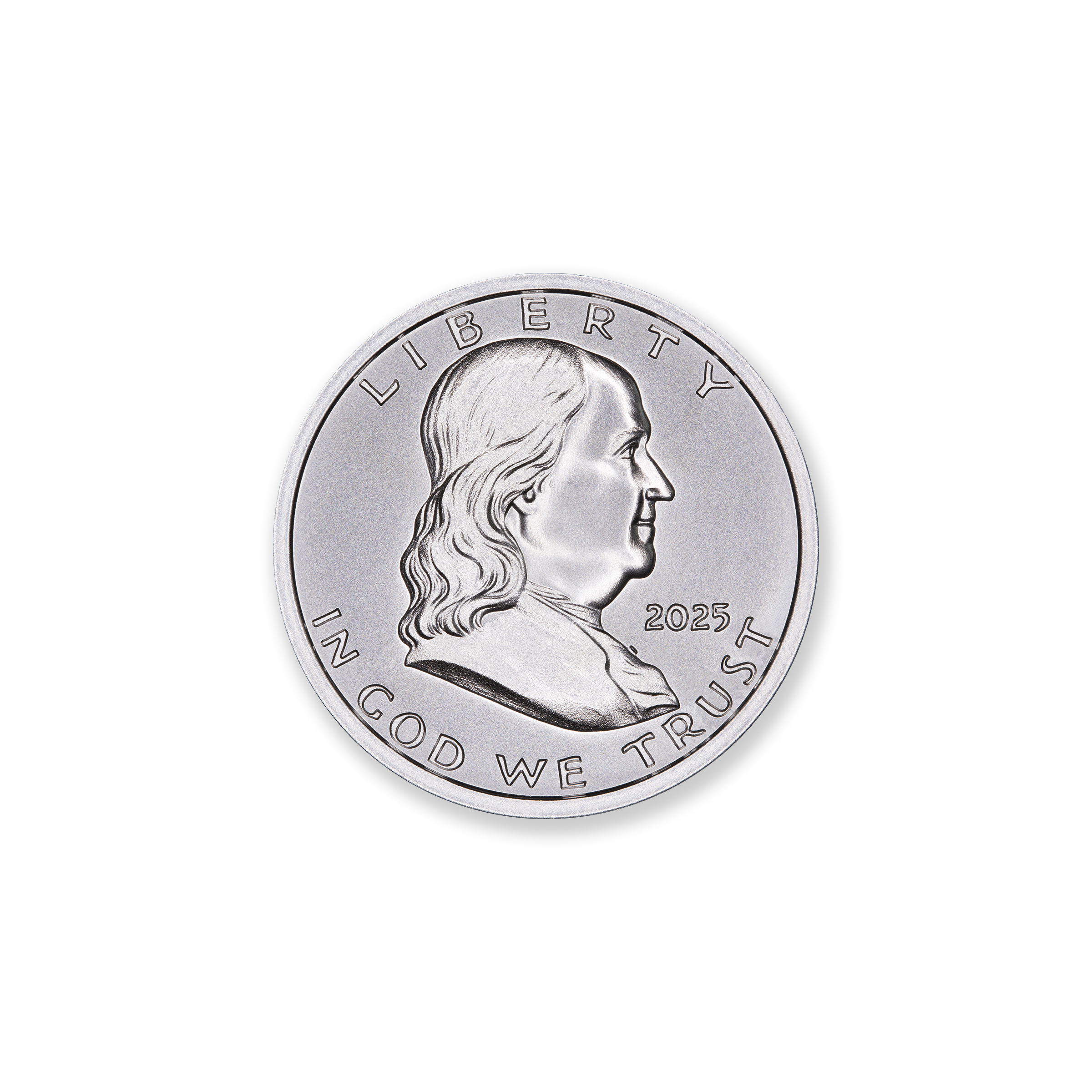 2025 FRANKLIN HALF / INTAGLIO REVERSE - ONE HALF OUNCE - .999 FINE SILVER - 30MM - Image 2