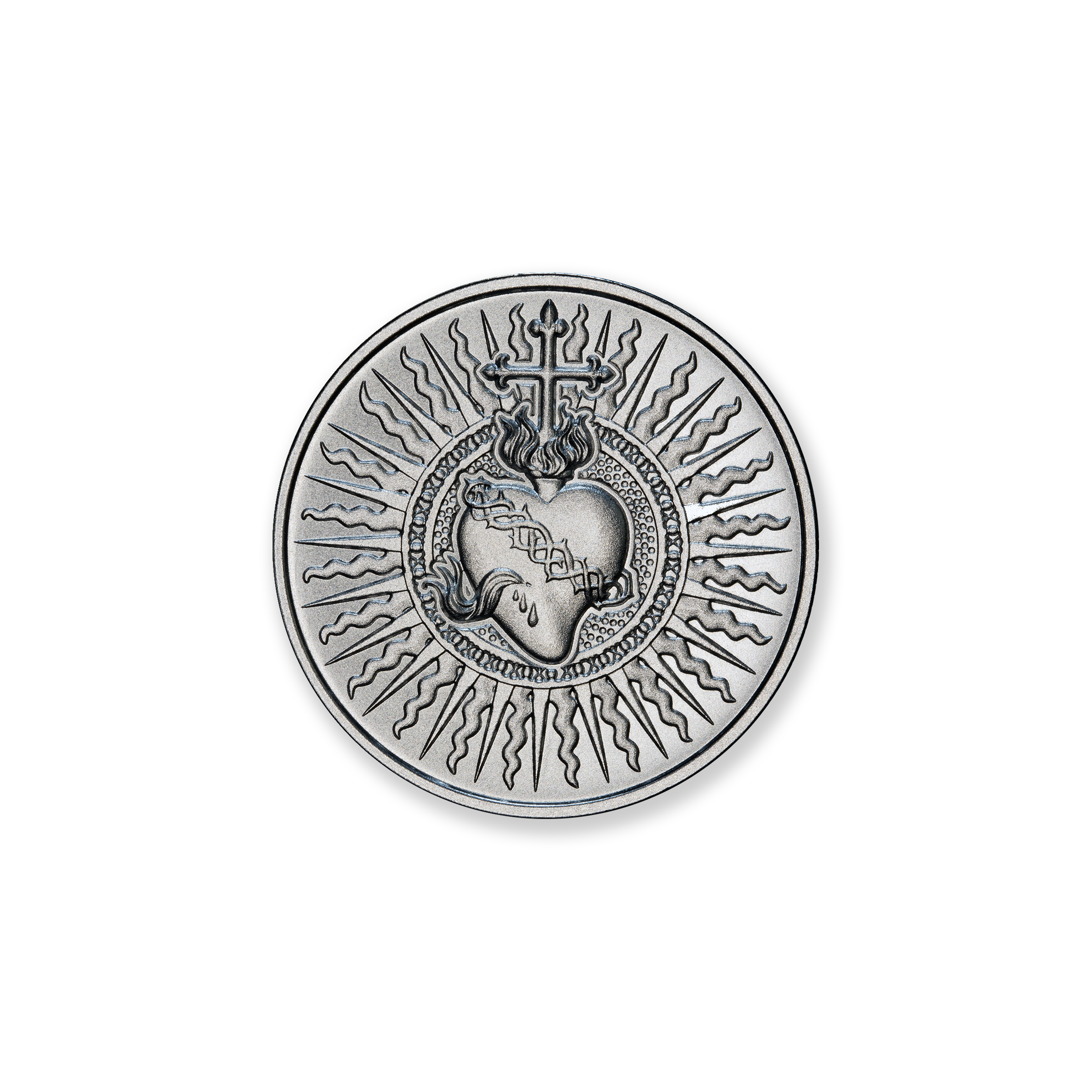 FRACTIONAL - SACRED HEART - ONE HALF OUNCE - .999 FINE SILVER - 30MM - Image 1