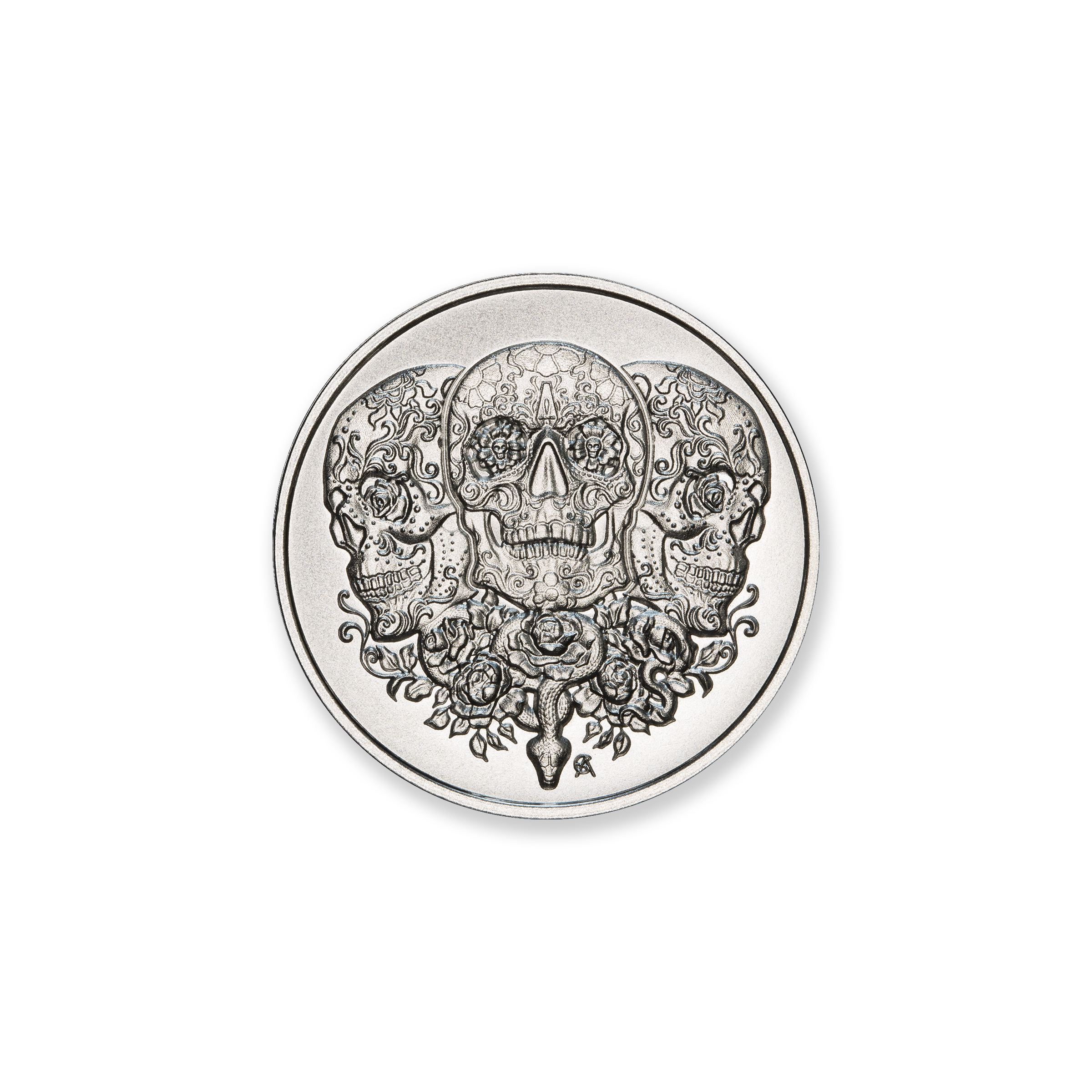 FRACTIONAL - SUGAR SKULLS - ONE HALF OUNCE - .999 FINE SILVER - 30MM - Image 1