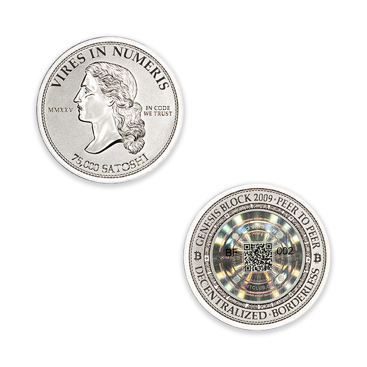 MONETA NOVA - 75,000 SATOSHI CRYPTO COLD STORAGE WALLET - 1/2 TROY OUNCE - 30MM - TOTAL MINTAGE: 100 (BUYER FUNDED) RELEASE DATE: 6/13/25 @ 6:00pm CDT - Image 1