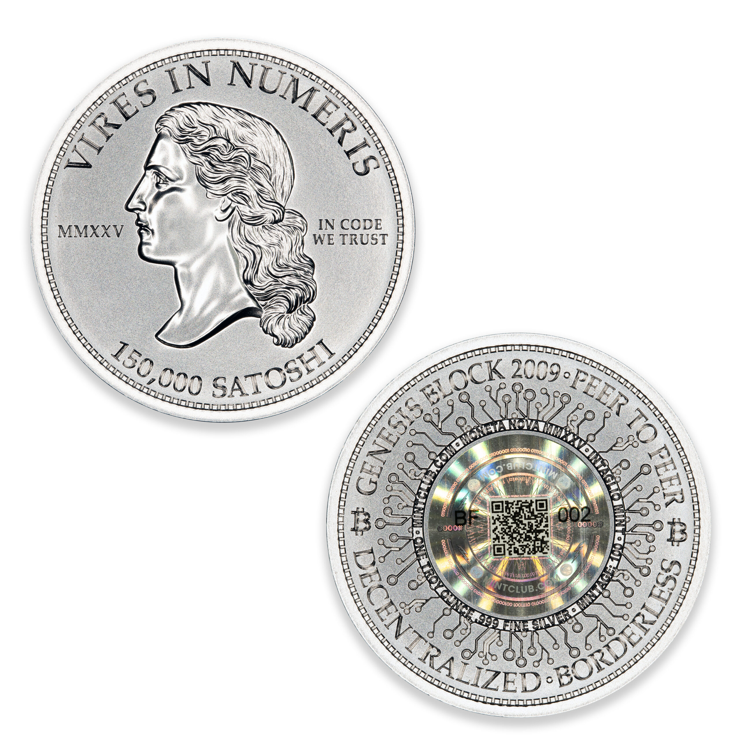 MONETA NOVA - 150,000 SATOSHI CRYPTO COLD STORAGE WALLET - 1 TROY OUNCE - 39MM - TOTAL MINTAGE: 100 (BUYER FUNDED) - Image 1