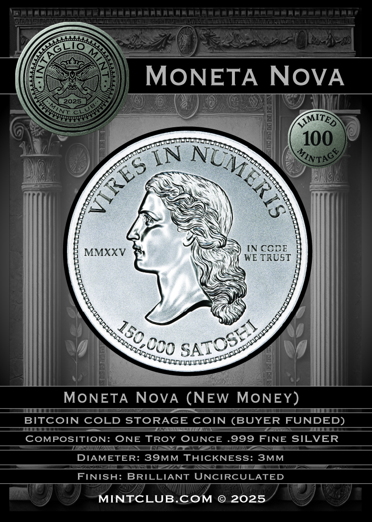 MONETA NOVA - 150,000 SATOSHI CRYPTO COLD STORAGE WALLET - 1 TROY OUNCE - 39MM - TOTAL MINTAGE: 100 (BUYER FUNDED) - Image 2