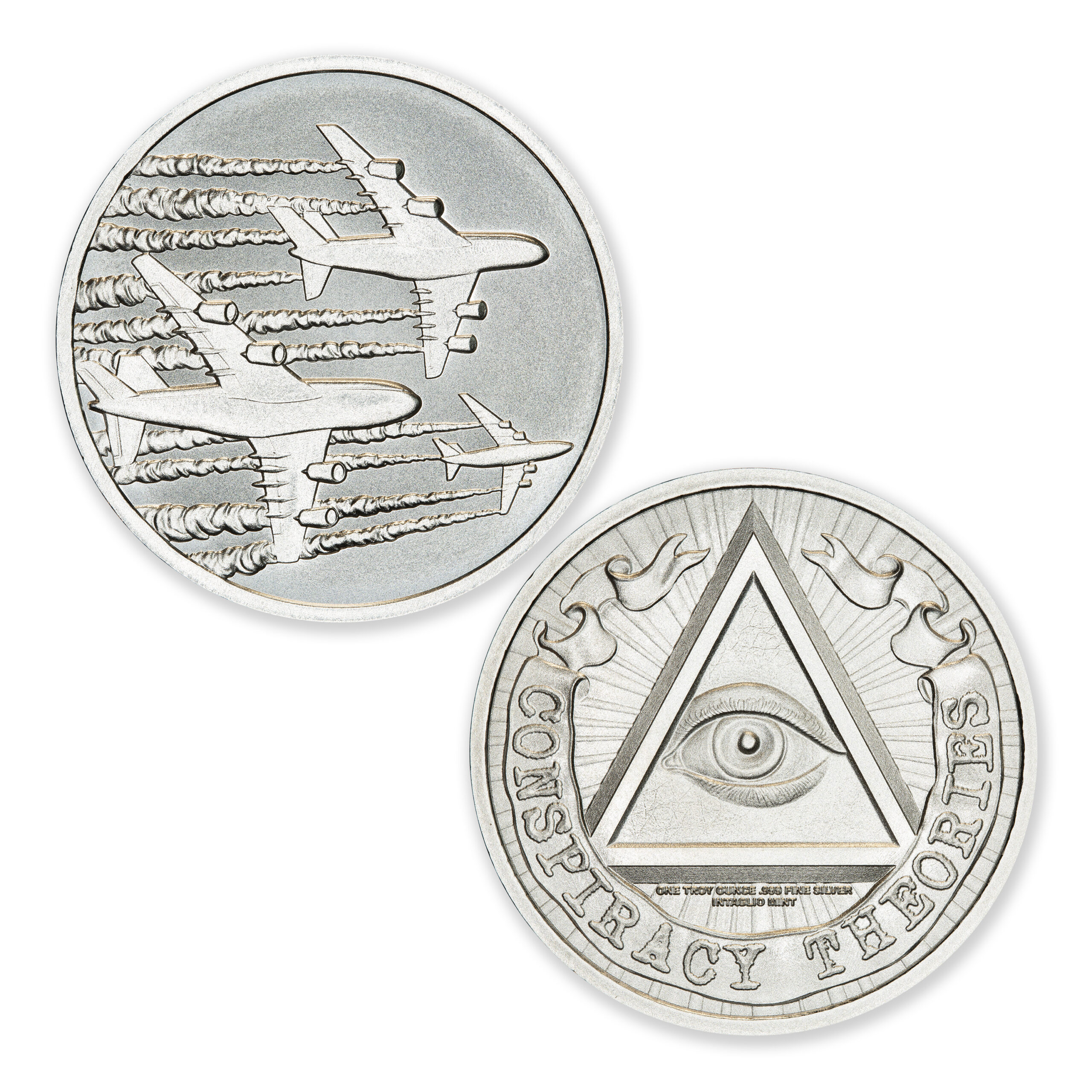 CONSPIRACY THEORIES SERIES - CHEMTRAILS – 1 TROY OUNCE – 39MM - Image 1
