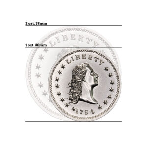 1794 FLOWING HAIR DOLLAR TRIBUTE - HIGH RELIEF - 1 TROY OUNCE - 30MM (THICK)