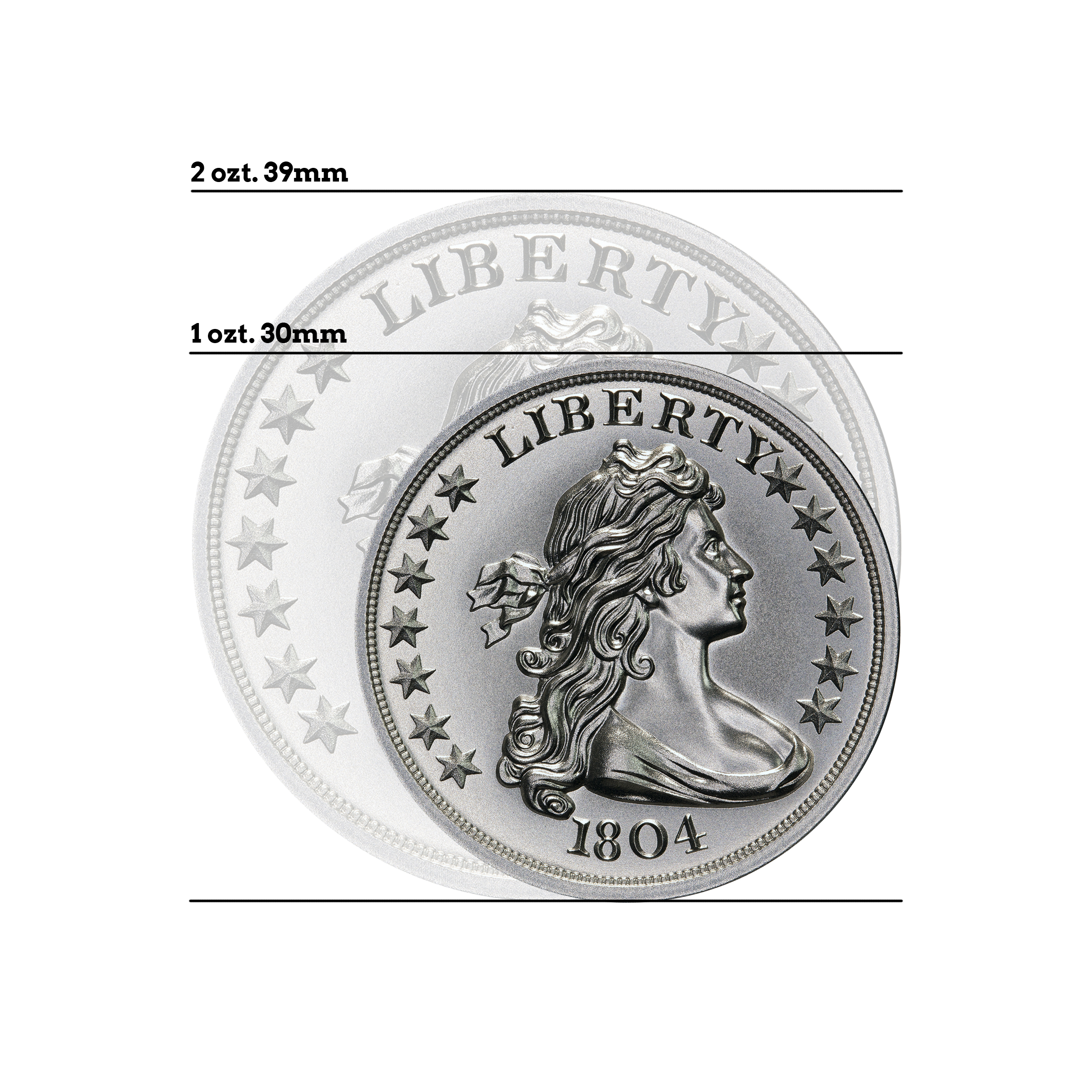 1804 DOLLAR TRIBUTE - HIGH RELIEF - 1 TROY OUNCE - 30MM (THICK) - Image 1