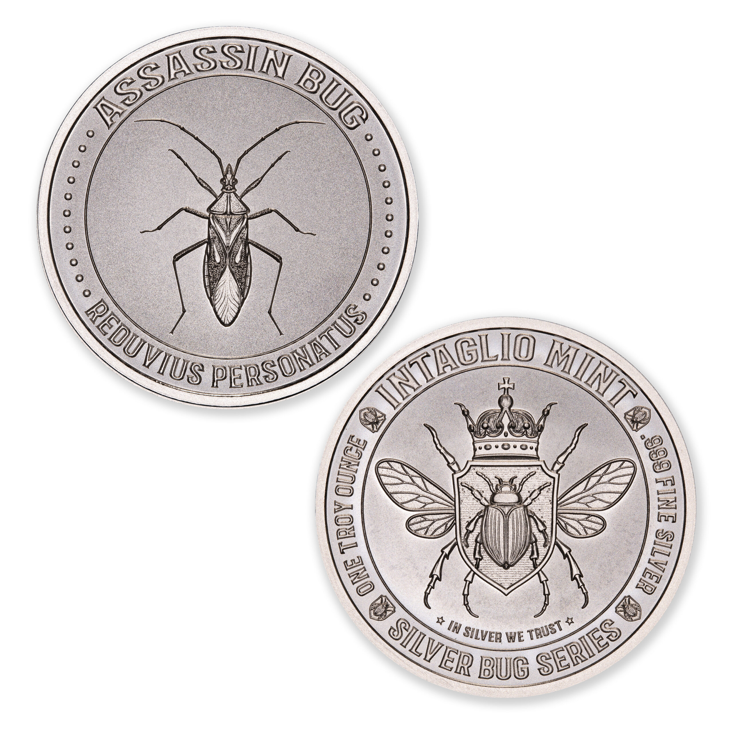 SILVER BUG SERIES - ASSASSIN BUG - 1 TROY OUNCE - 39MM - Image 1