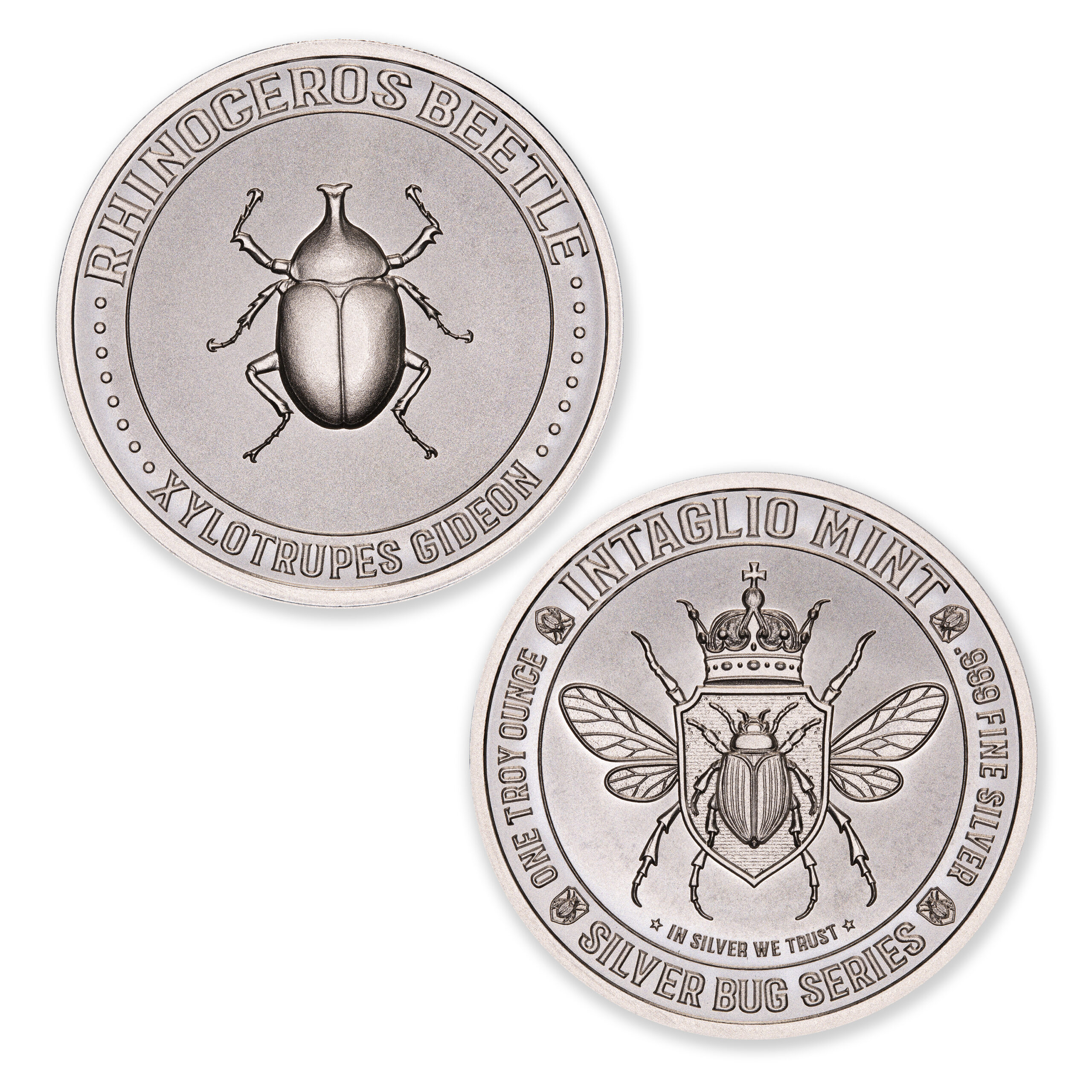 SILVER BUG SERIES -  RHINOCEROS BEETLE - 1 TROY OUNCE - 39MM - Image 1