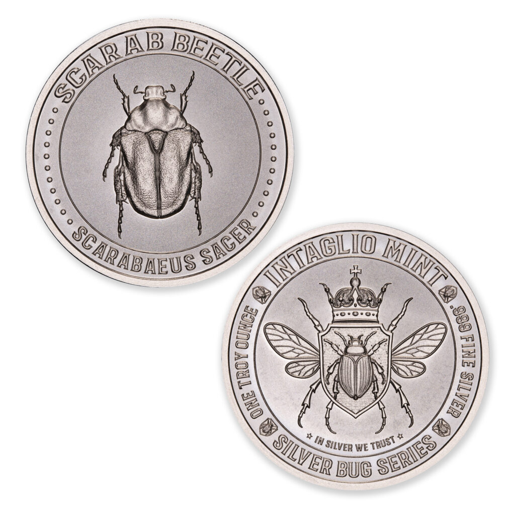 SILVER BUG SERIES - SCARAB BEETLE - 1 TROY OUNCE - 39MM