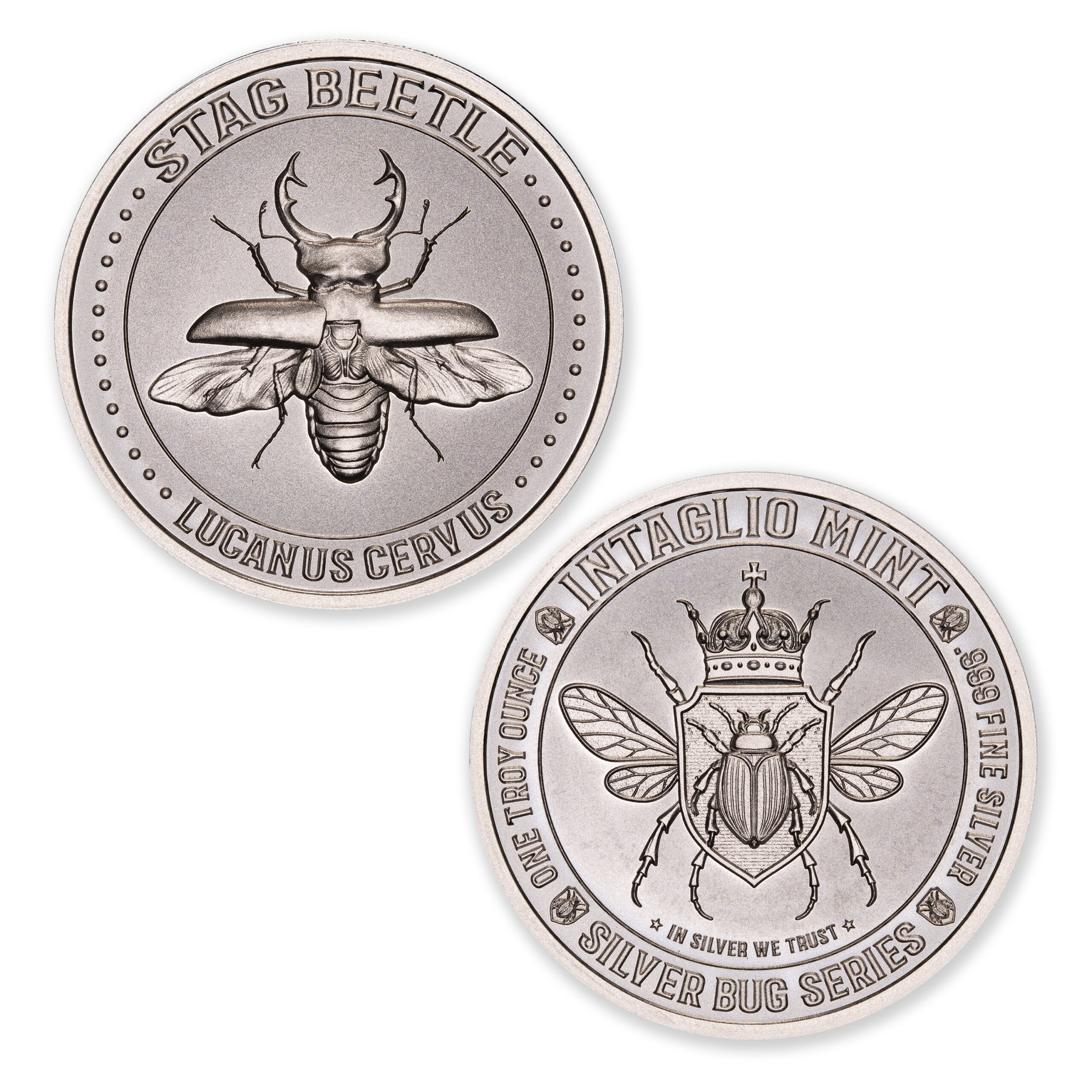 SILVER BUG SERIES -  STAG BEETLE - 1 TROY OUNCE - 39MM - Image 1