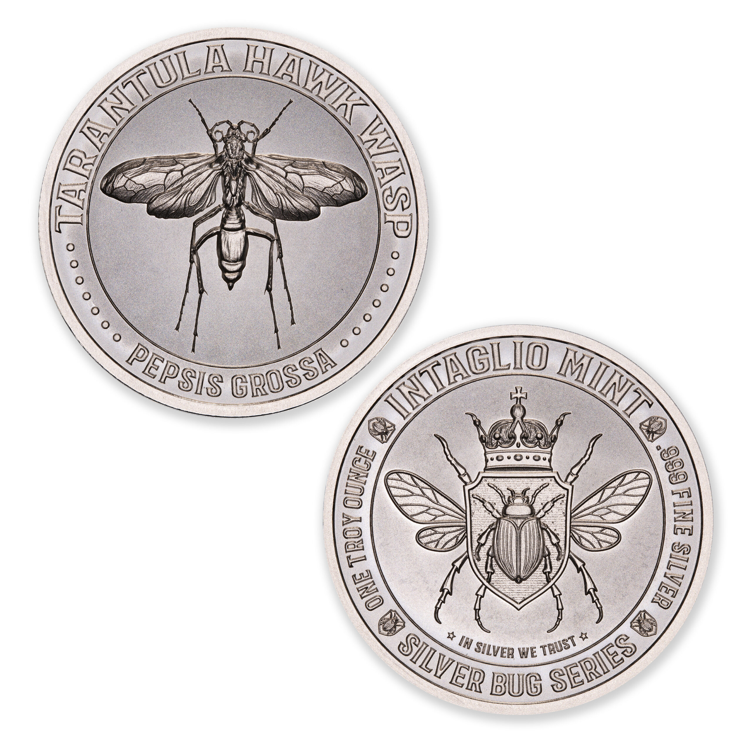 SILVER BUG SERIES -  TARANTULA HAWK WASP - 1 TROY OUNCE - 39MM - Image 1