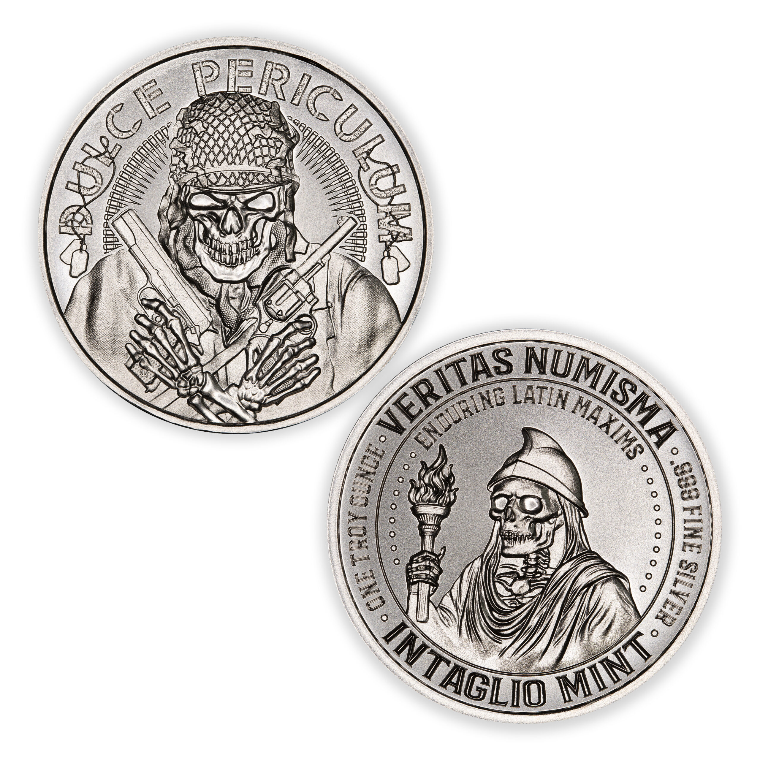 VERITAS NUMISMA SERIES – ENDURING LATIN MAXIMS – DULCE PERICULUM - 1 TROY OUNCE - 39MM - Image 1