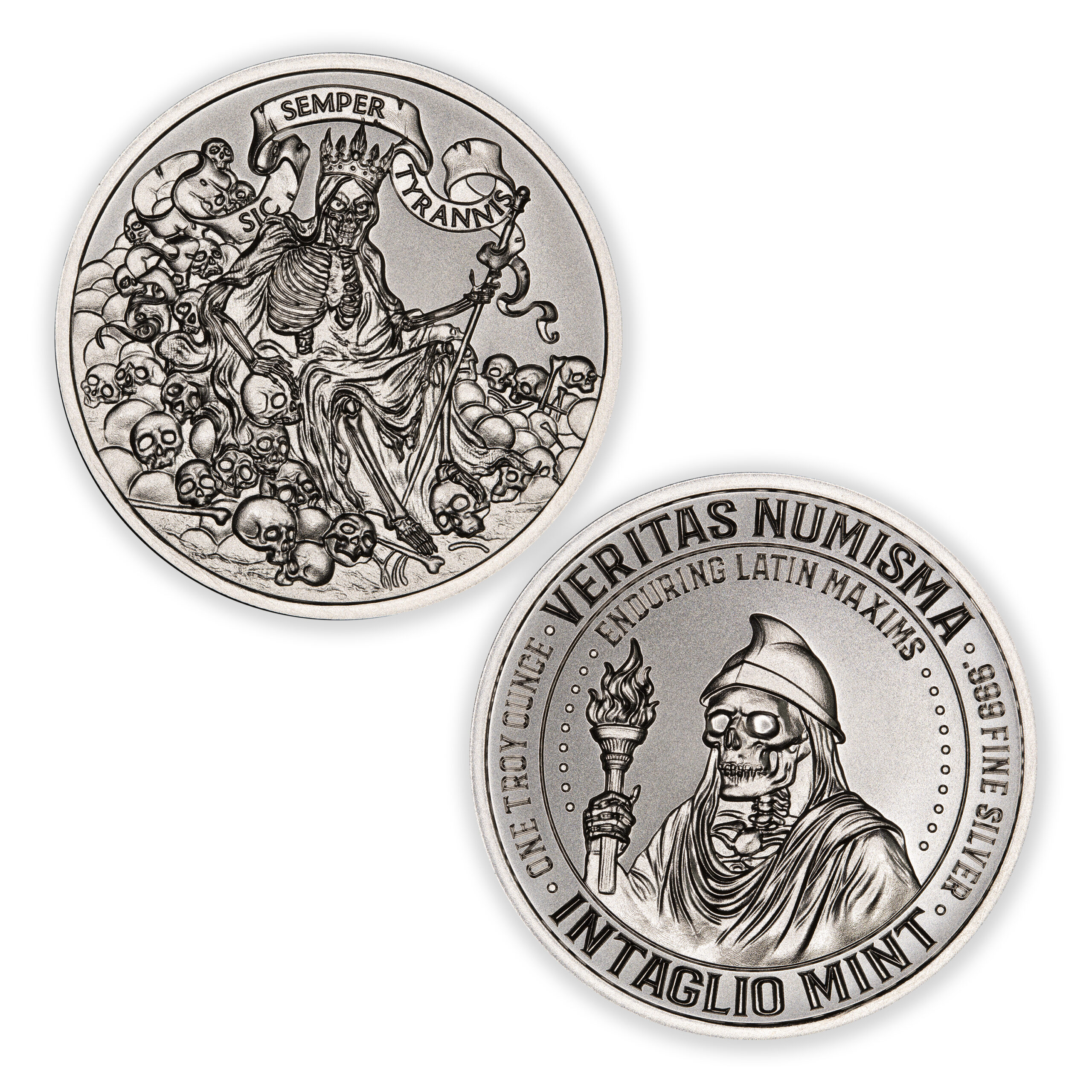 VERITAS NUMISMA SERIES – ENDURING LATIN MAXIMS – SIC SEMPER TYRANNIS - 1 TROY OUNCE - 39MM - Image 1