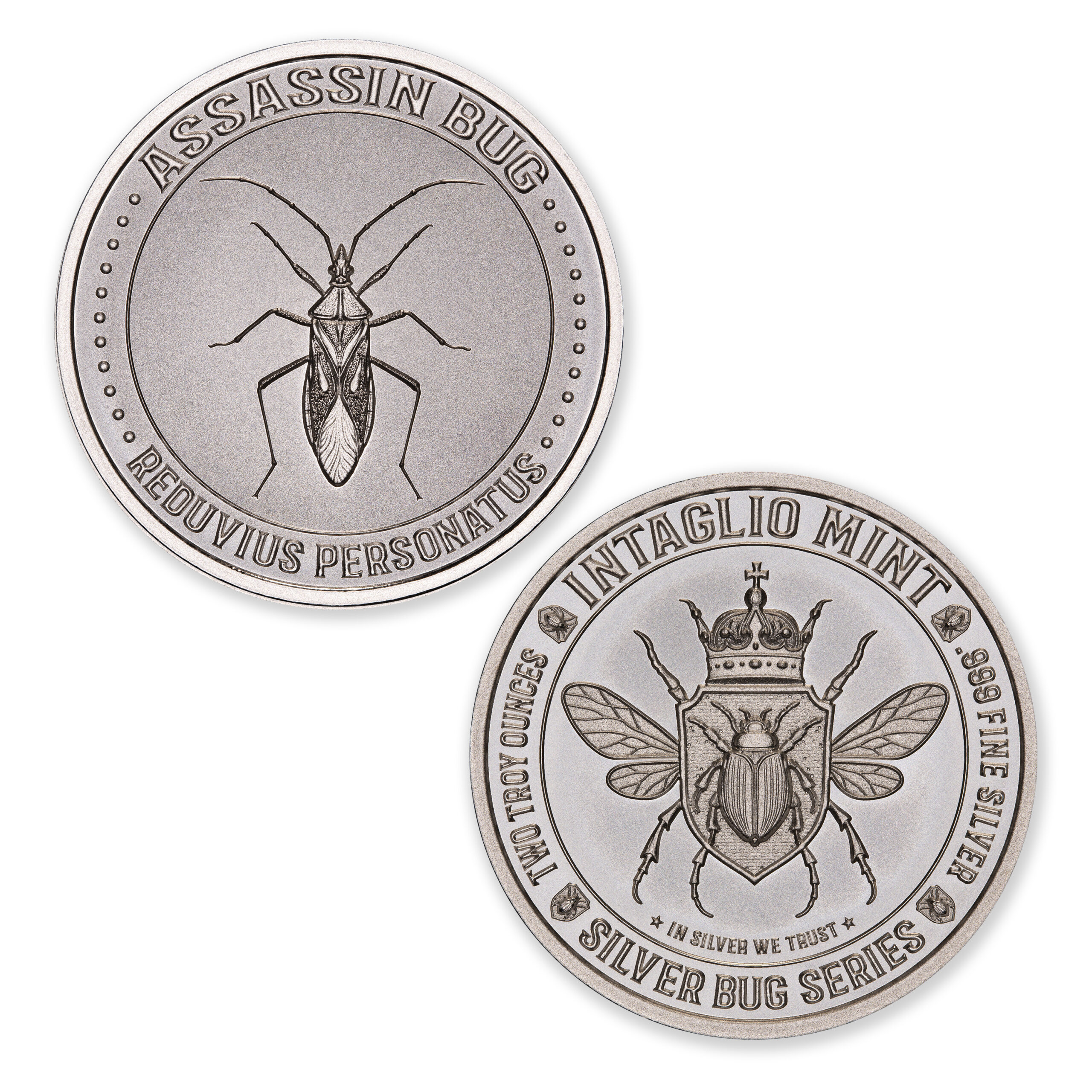 SILVER BUG SERIES - ASSASSIN BUG - 2 TROY OUNCE - 39MM - Image 1