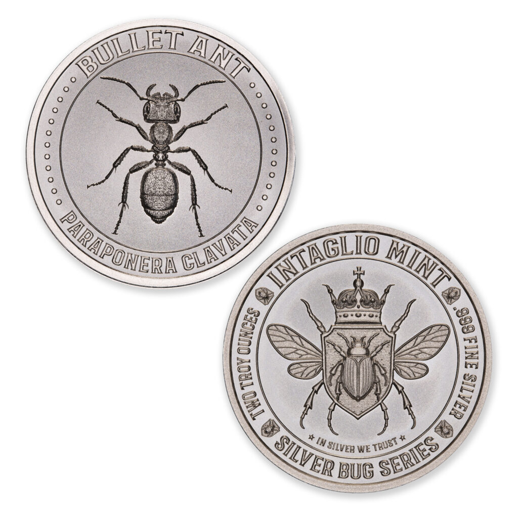 SILVER BUG SERIES - BULLET ANT - 2 TROY OUNCE - 39MM
