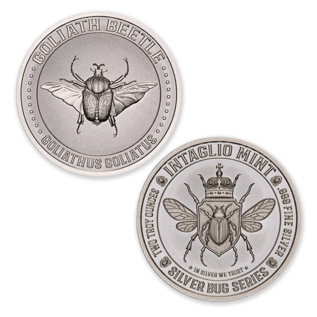 SILVER BUG SERIES - GOLIATH BEETLE - 2 TROY OUNCE - 39MM