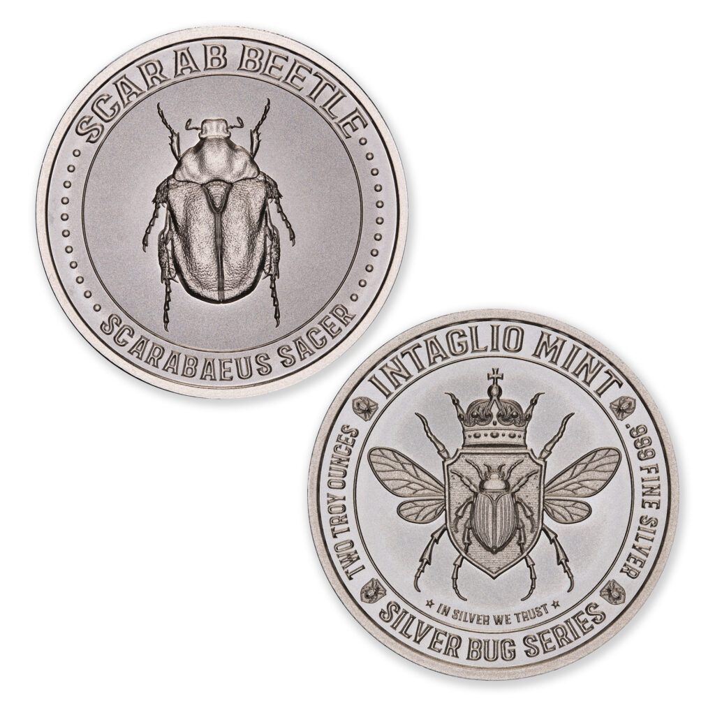 SILVER BUG SERIES - SCARAB BEETLE - 2 TROY OUNCE - 39MM