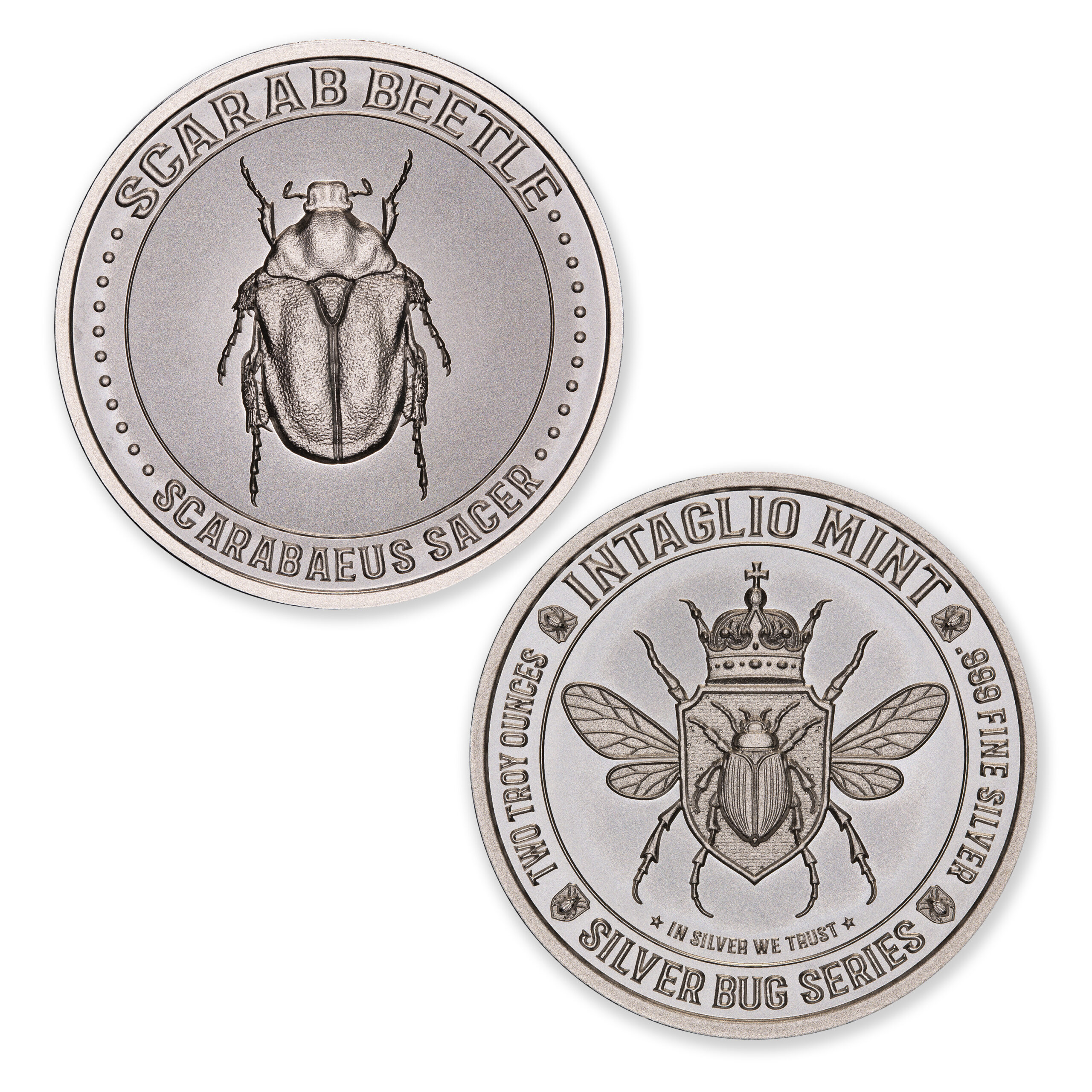 SILVER BUG SERIES -  SCARAB BEETLE - 2 TROY OUNCE - 39MM - Image 1