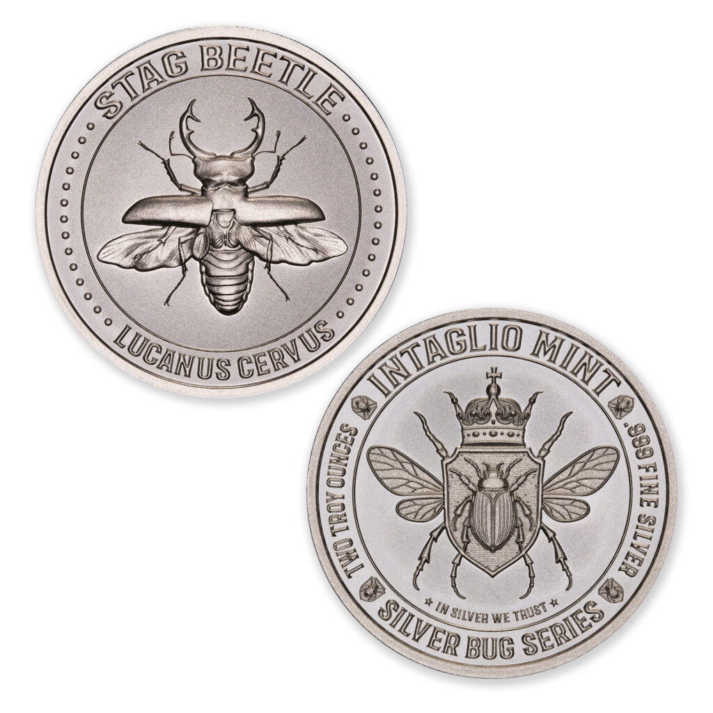 SILVER BUG SERIES - STAG BEETLE - 2 TROY OUNCE - 39MM